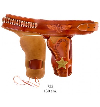 foto Westernov� ko�en� pouzdro na pistoli s odznaky a 24 n�boji